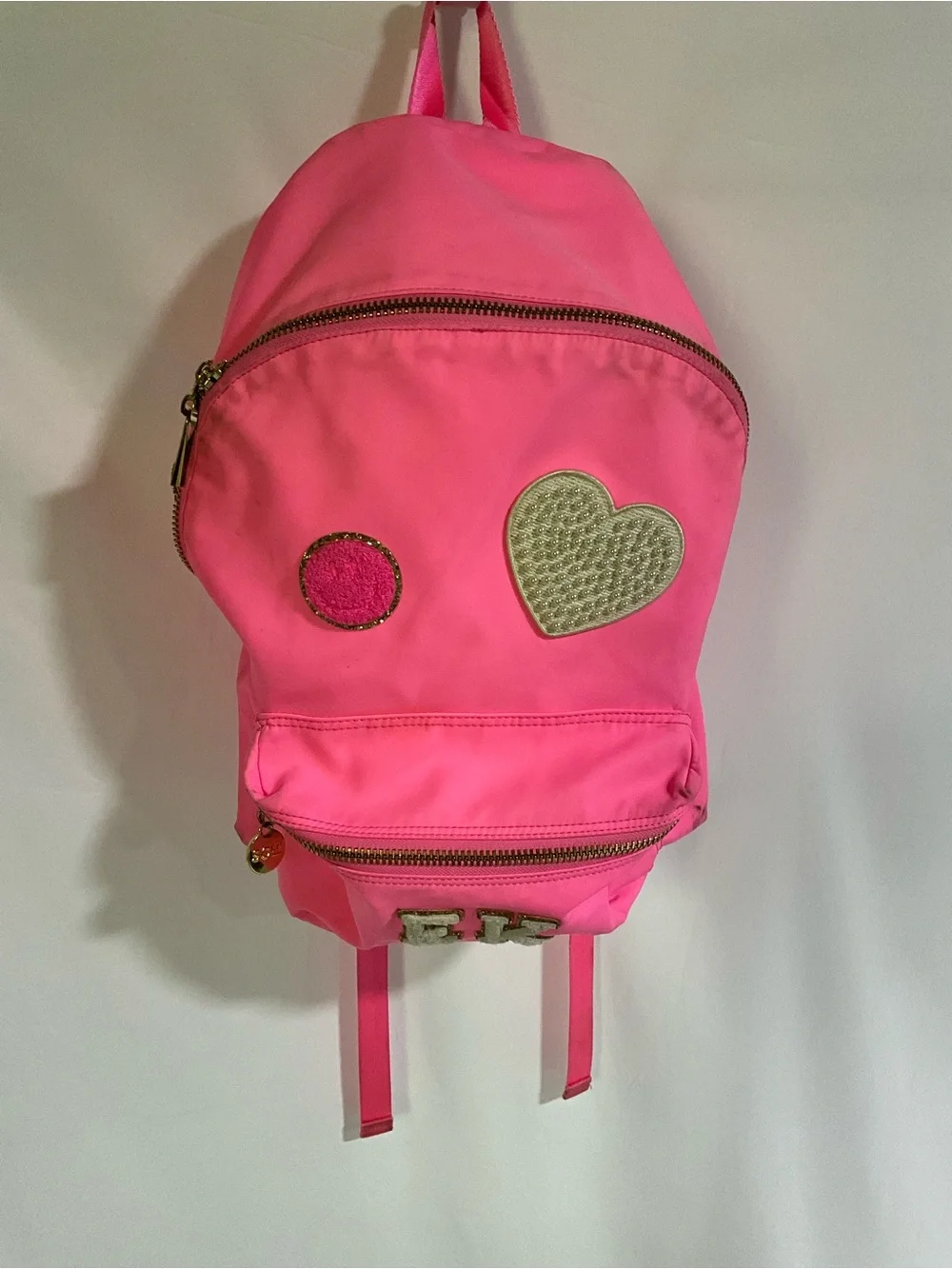 Stoney Clover Lane Hot Pink Patch Backpack with Gold Accents